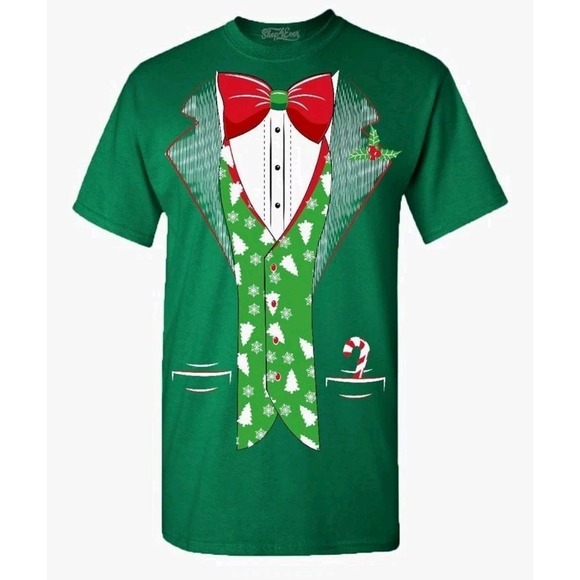 Tuxedo Christmas Tree Vest T-Shirt, Mens XXL, Holiday Xmas Shirt - Picture 1 of 3